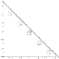 Sterling Silver Double Heart Plus 1 Inch Extender - Total 10 Inch Anklet - 9in view 4