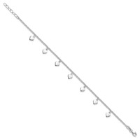 Sterling Silver Polished Hearts Anklet view 2