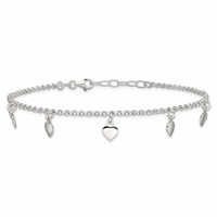 Sterling Silver Polished Hearts Anklet view 3