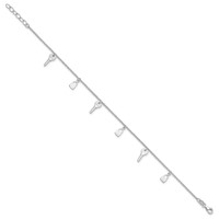 Sterling Silver Lock and Key Plus 1 Inch Extender - Total 10 Inch Anklet, 9" view 2