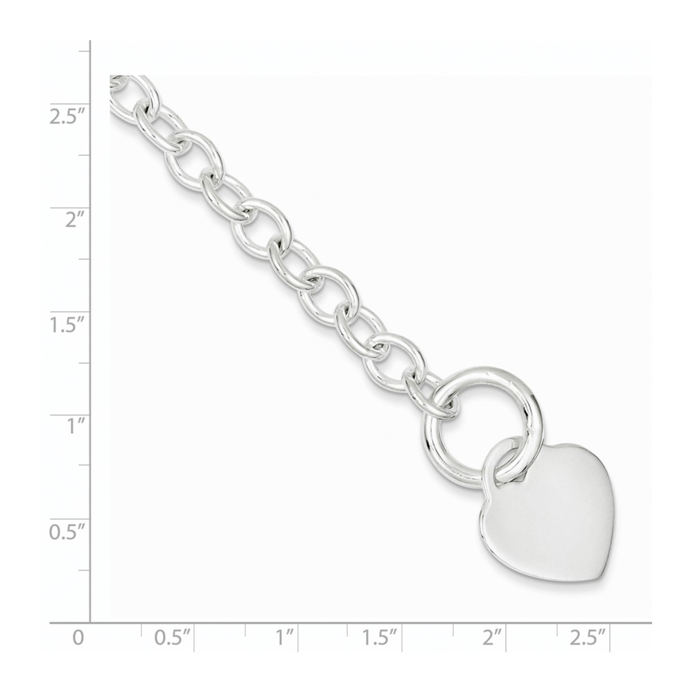Sterling Silver Engraveable Heart Disc Toggle Bracelet (QG2169-7.75)