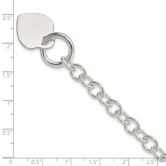 Sterling Silver Engraveable Heart Disc Toggle Bracelet