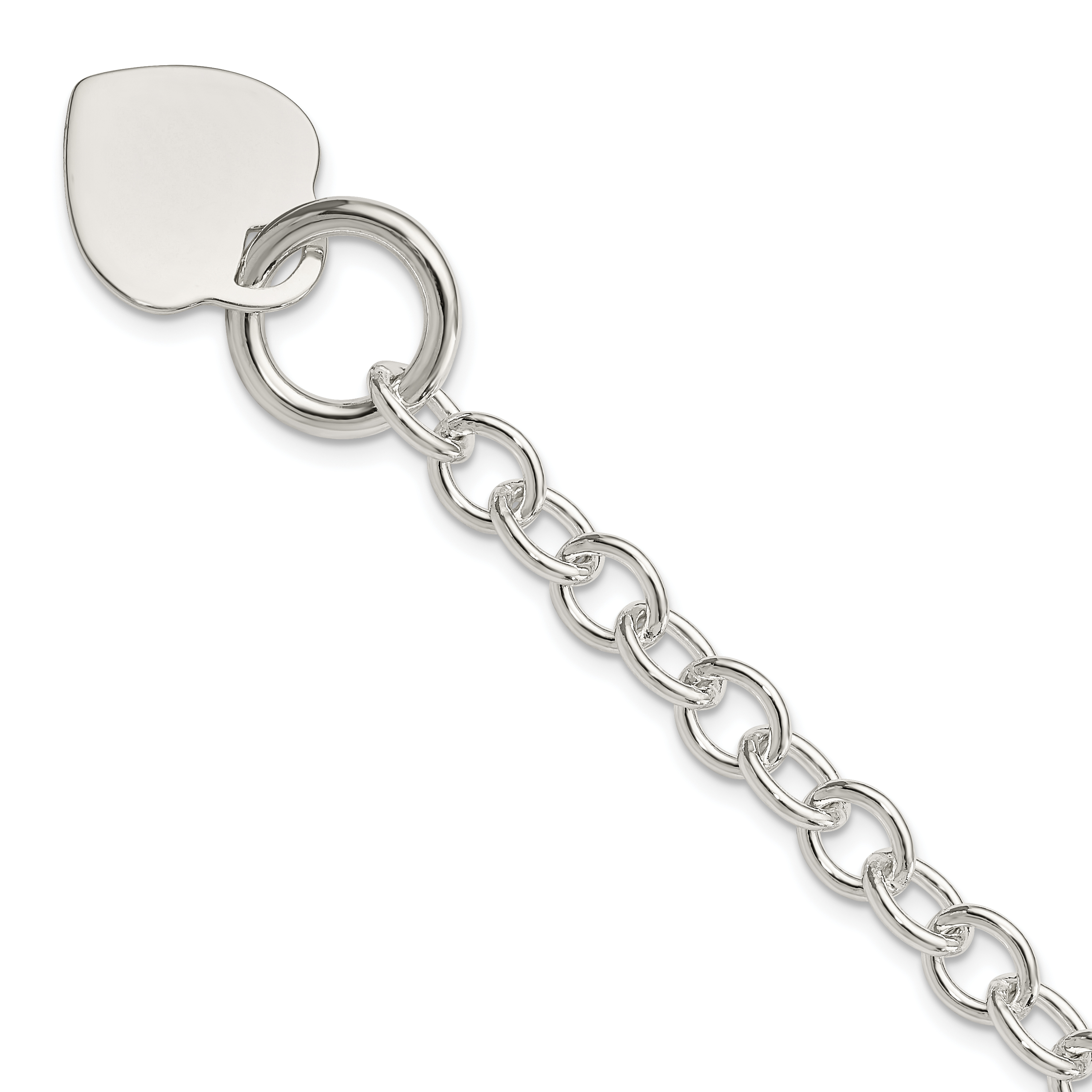 Sterling Silver Engraveable Heart Disc Toggle Bracelet (QG2169-7.75)