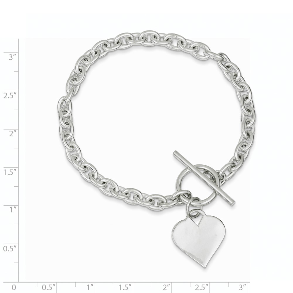 Sterling Silver Engraveable Heart Toggle Bracelet (QG2170-8)