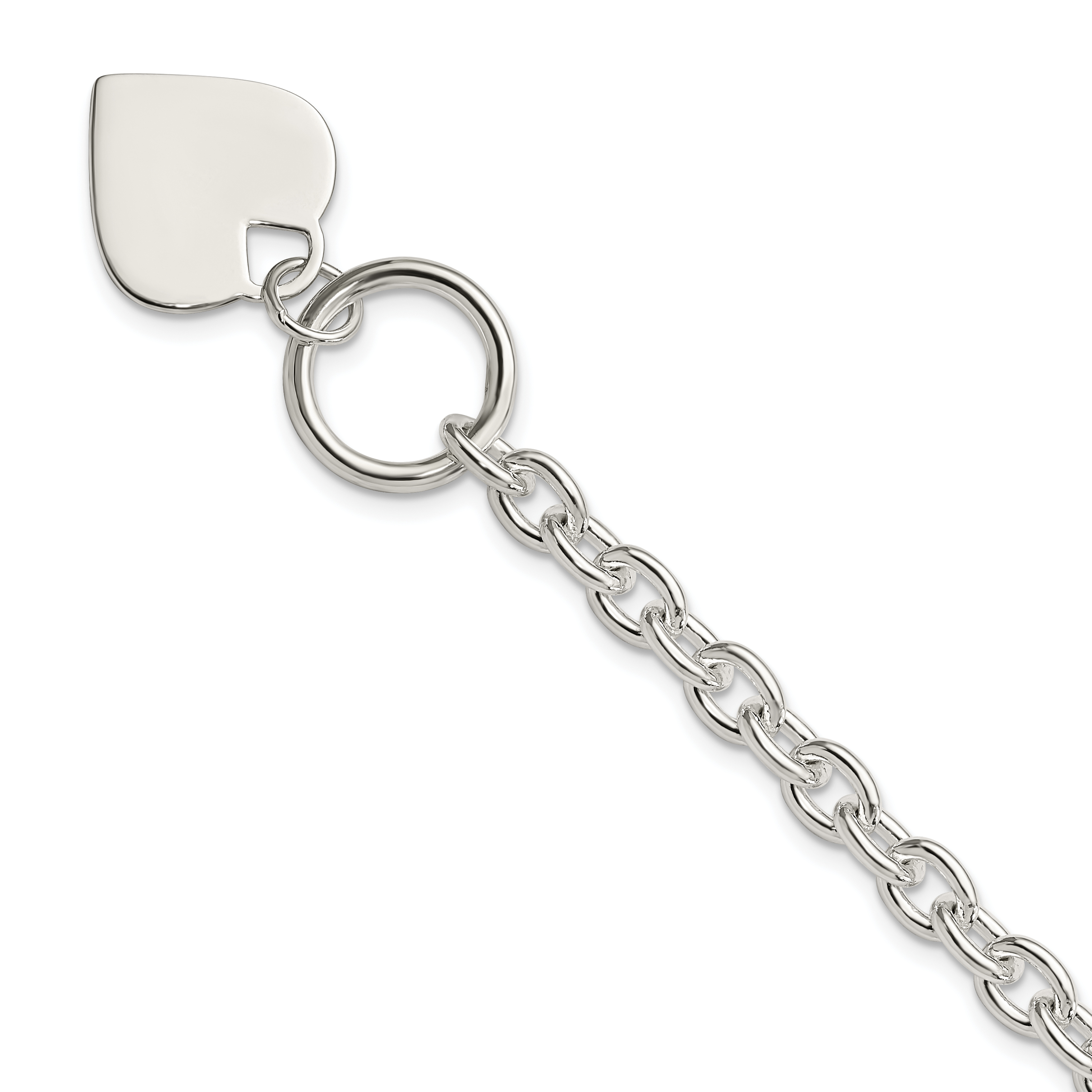 Sterling Silver Engraveable Heart Toggle Bracelet (QG2170-8)