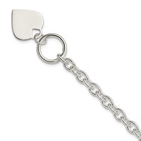 Sterling Silver Engravable 19x 18mm Heart Charm Rolo Link Toggle Bracelet, 8" view 1