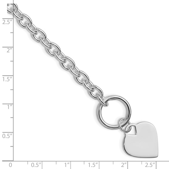 Sterling Silver Rhodium-plated Heart Toggle Bracelet