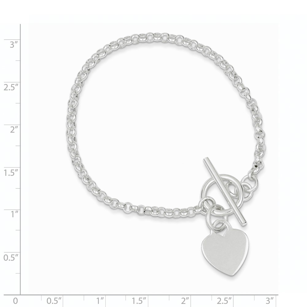 Sterling Silver Fancy Engraveable Heart Bracelet (QG2172-7.5)