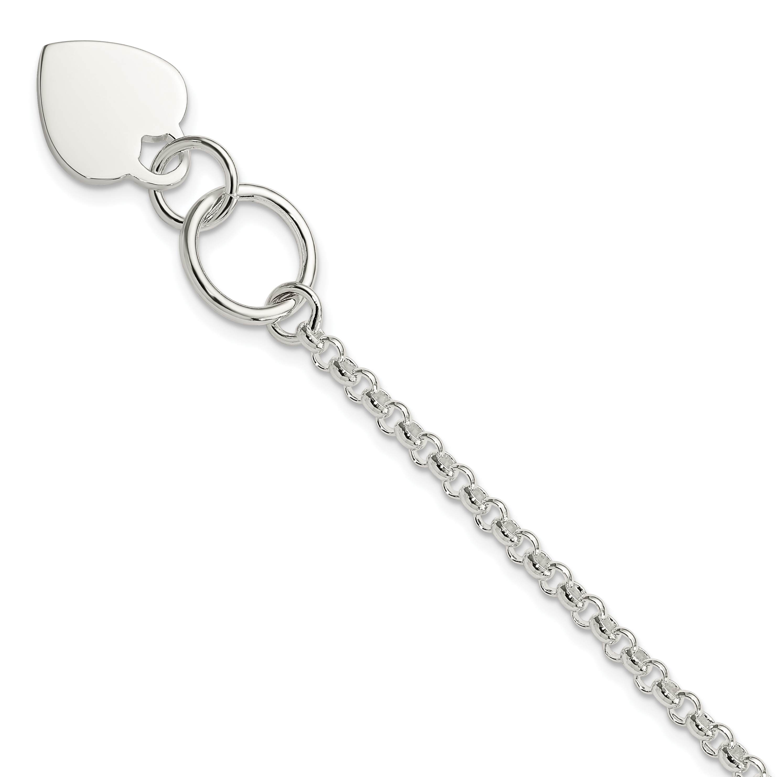 Sterling Silver Fancy Engraveable Heart Bracelet (QG2172-7.5)