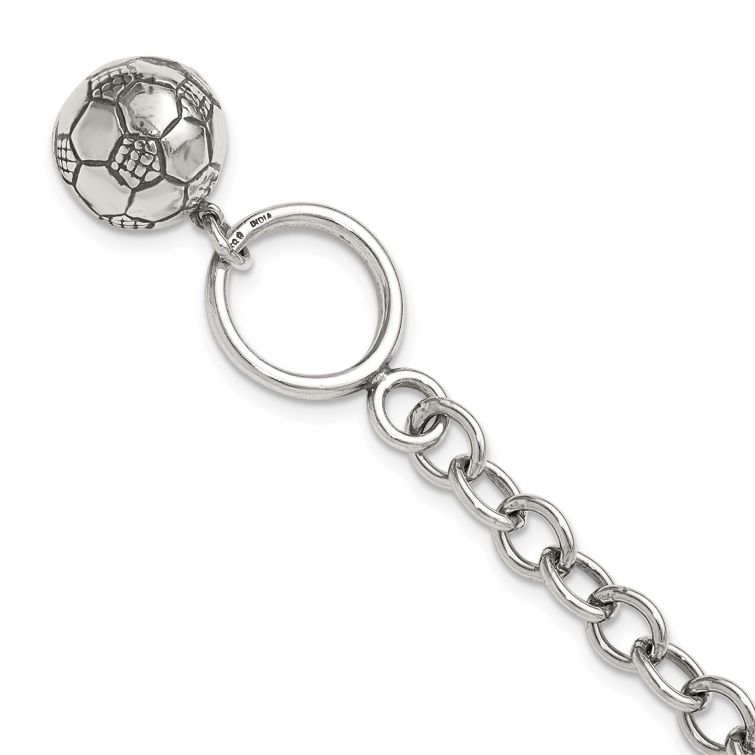 Sterling Silver Soccer Ball Bracelet (QG2187-7.75)