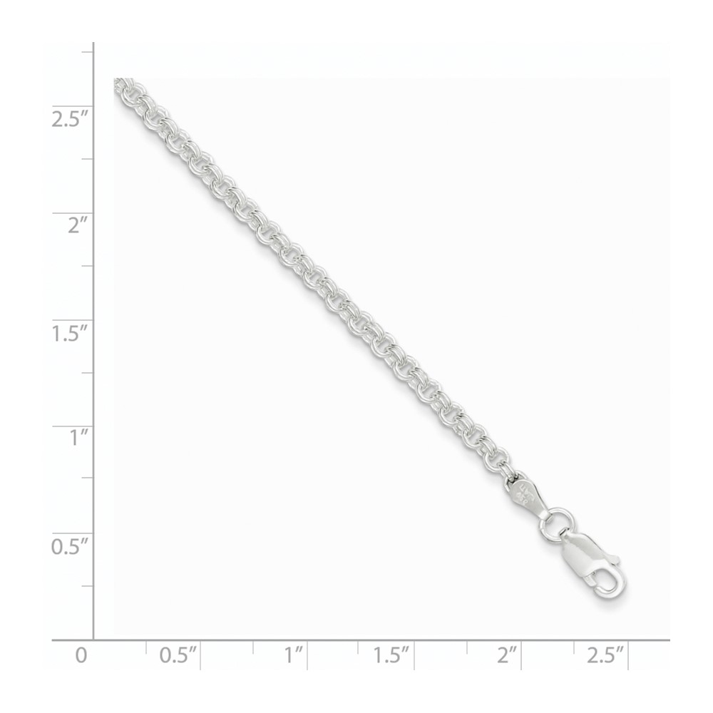Sterling Silver 3mm Double Link Charm Bracelet (QG2200-7)