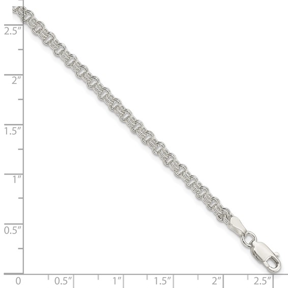 Sterling Silver 3mm Double Link Charm Bracelet