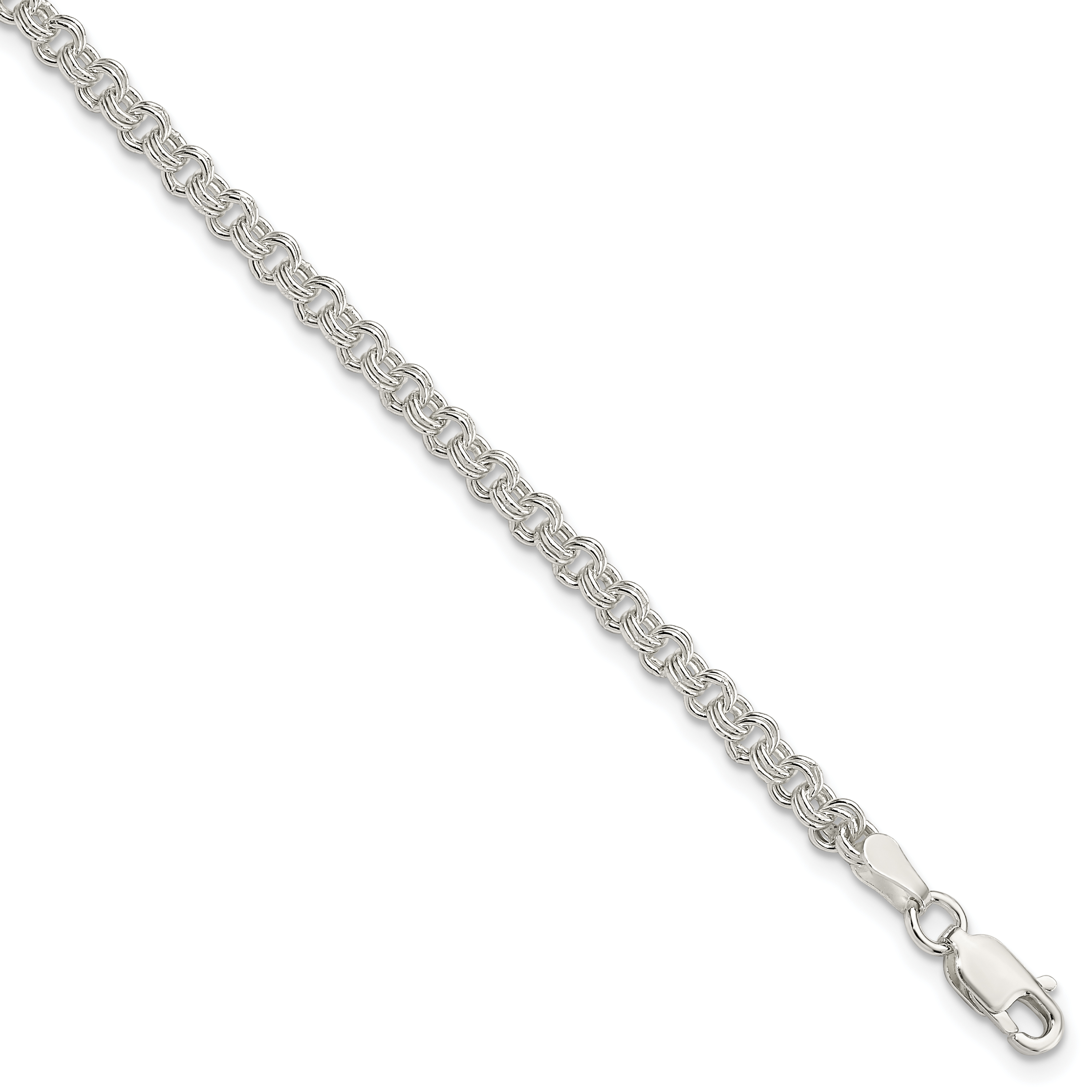 Sterling Silver 3mm Double Link Charm Bracelet (QG2200-7)