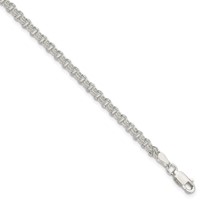 Sterling Silver 3mm Solid Double Rolo Link Charm Bracelet, 7" view 1
