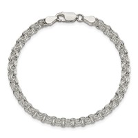 Sterling Silver 4mm Solid Double Rolo Link 7 Inch Charm Bracelet view 3