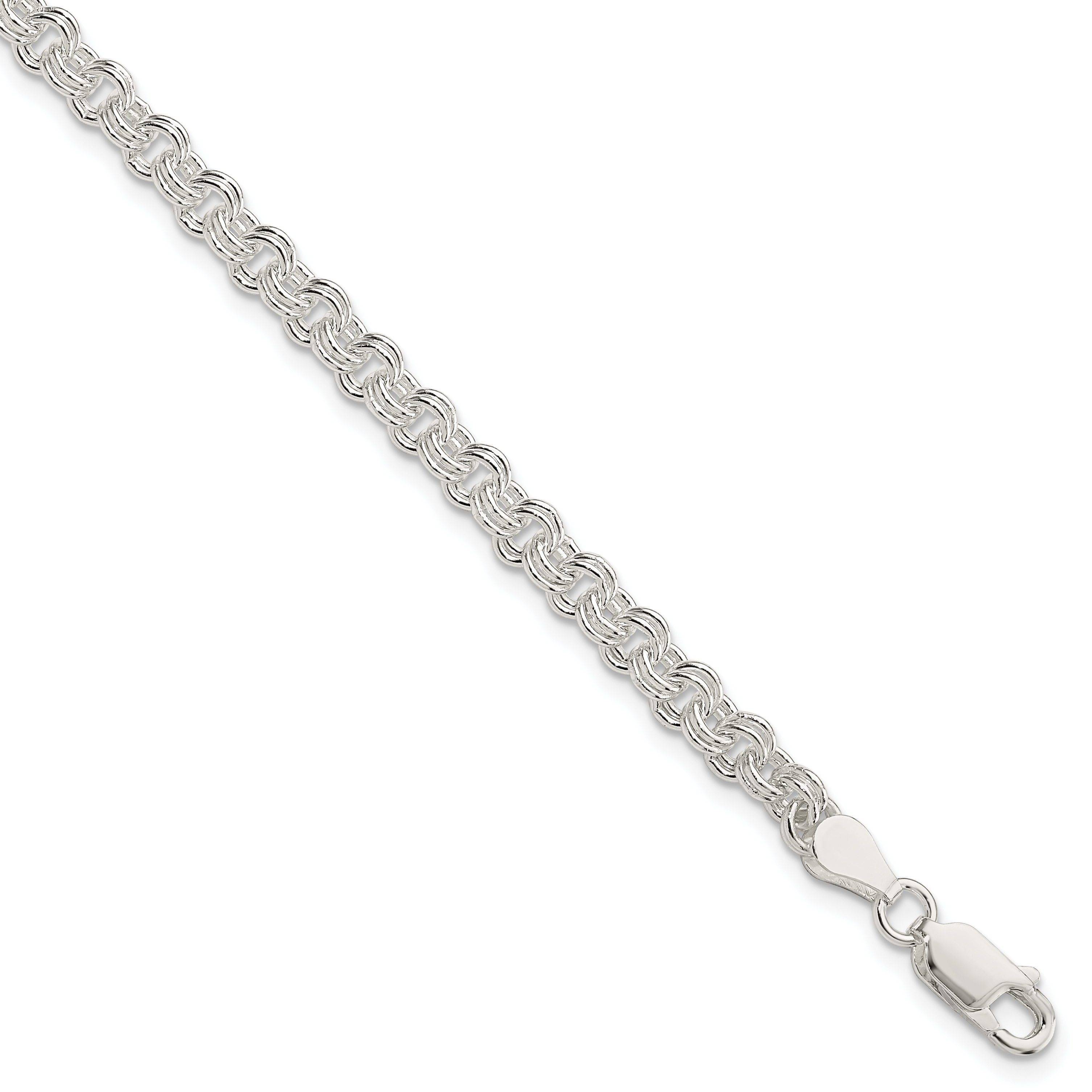 Sterling Silver 4mm Double Link Charm Bracelet (QG2201-7)