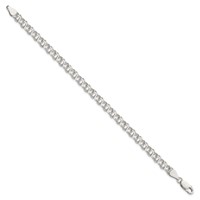 Sterling Silver 5.5mm Solid Double Link Charm Bracelet - 6in view 2