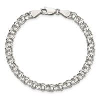 Sterling Silver 5.5mm Solid Double Link Charm Bracelet - 6in view 4