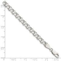 Sterling Silver 5.5mm Solid Double Link Charm Bracelet - 6in view 3