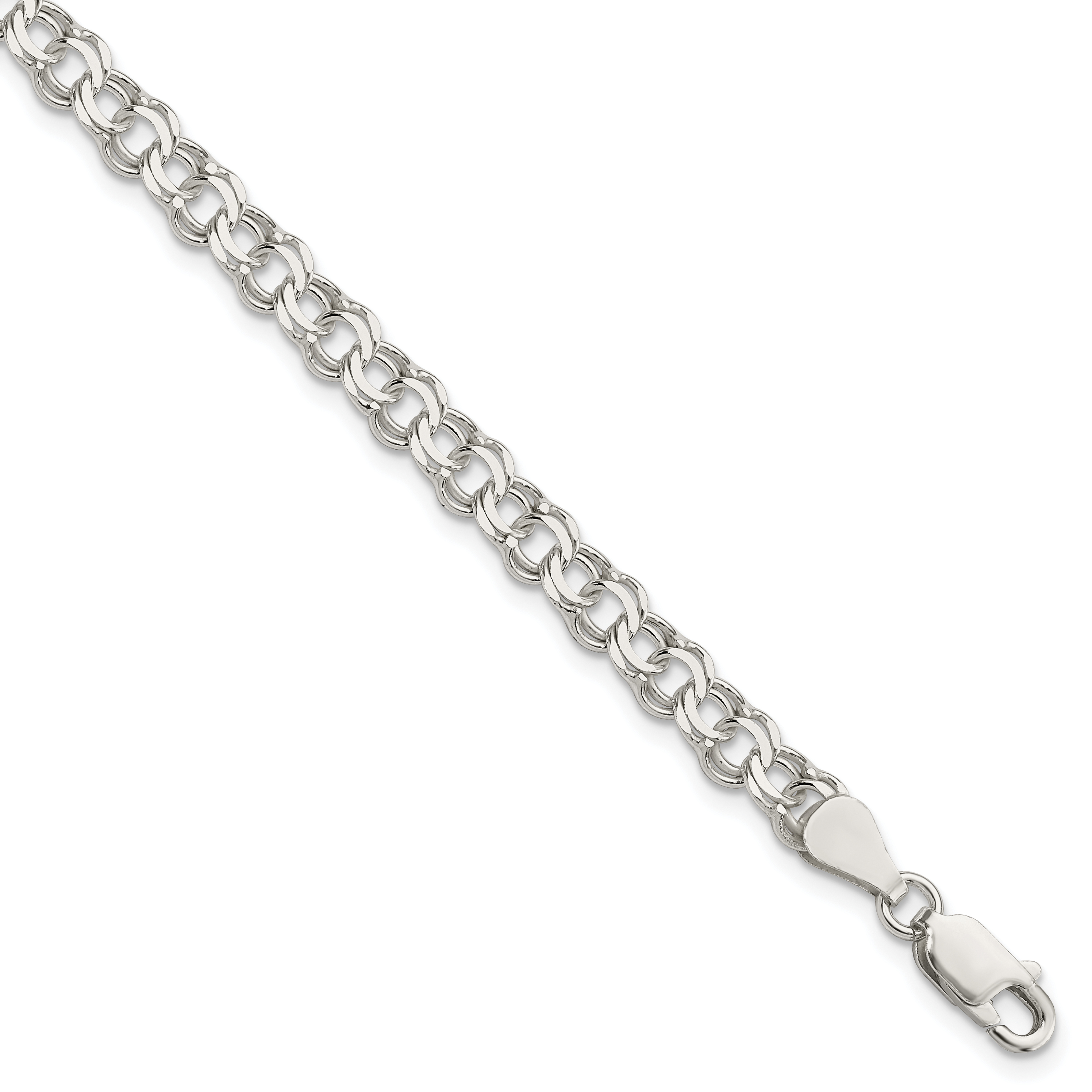 Sterling Silver 5.5mm Double Link Charm Bracelet (QG2203-6)