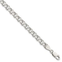 Sterling Silver 5.5mm Solid Double Link Charm Bracelet - 6in view 1