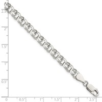 Sterling Silver 6mm Solid Double Link 6 Inch Charm Bracelet view 3
