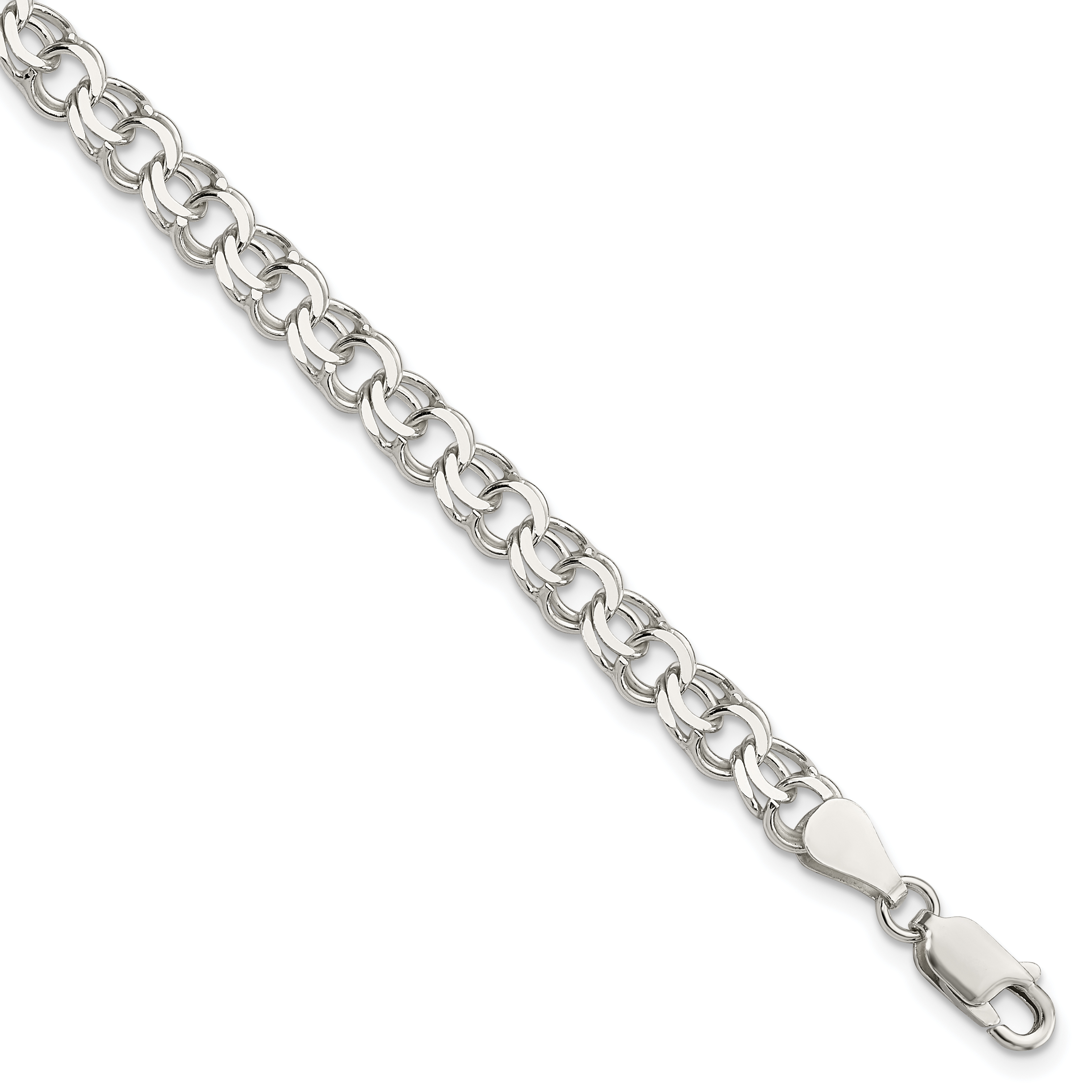 Sterling Silver 6mm Double Link Charm Bracelet (QG2204-6)