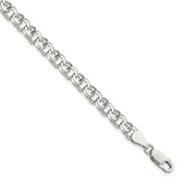 Sterling Silver 6mm Solid Double Link 6 Inch Charm Bracelet view 1