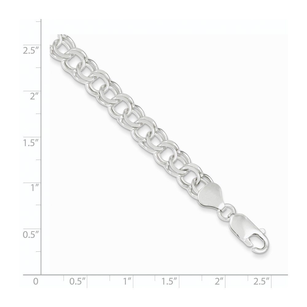 Sterling Silver 7.6mm Double Link Charm Bracelet (QG2205-8)