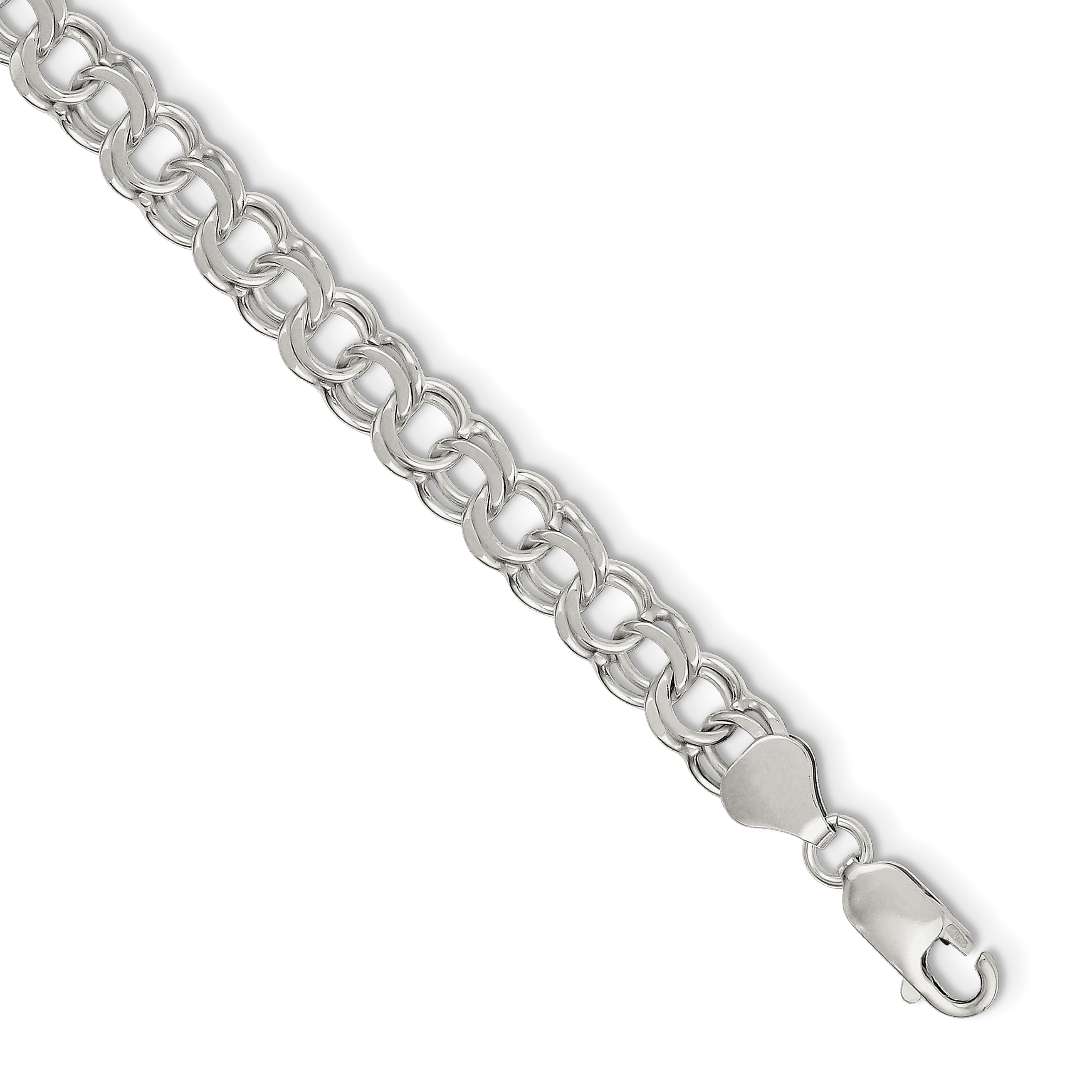 Sterling Silver 7.6mm Double Link Charm Bracelet (QG2205-8)