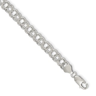 Sterling Silver 7.6mm Double Link Charm Bracelet