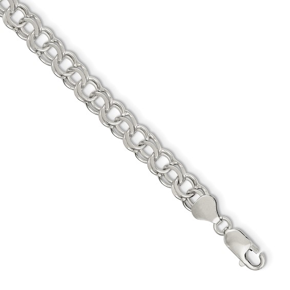 Sterling Silver 7.6mm Double Link Charm Bracelet
