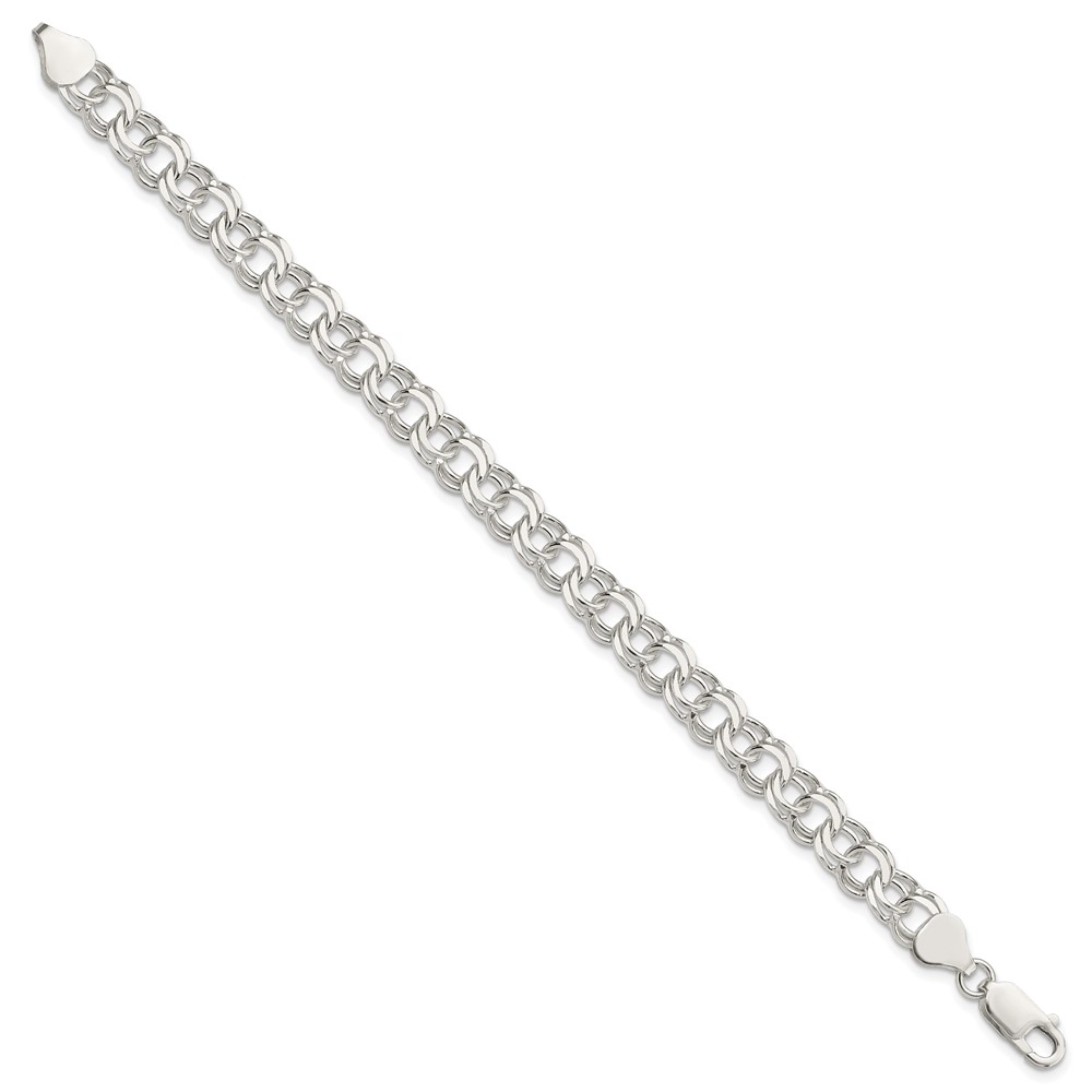 Sterling Silver 7.6mm Double Link Charm Bracelet (QG2205-7)