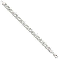 Sterling Silver 7.6mm Solid Double Link Charm Bracelet - 7in view 2