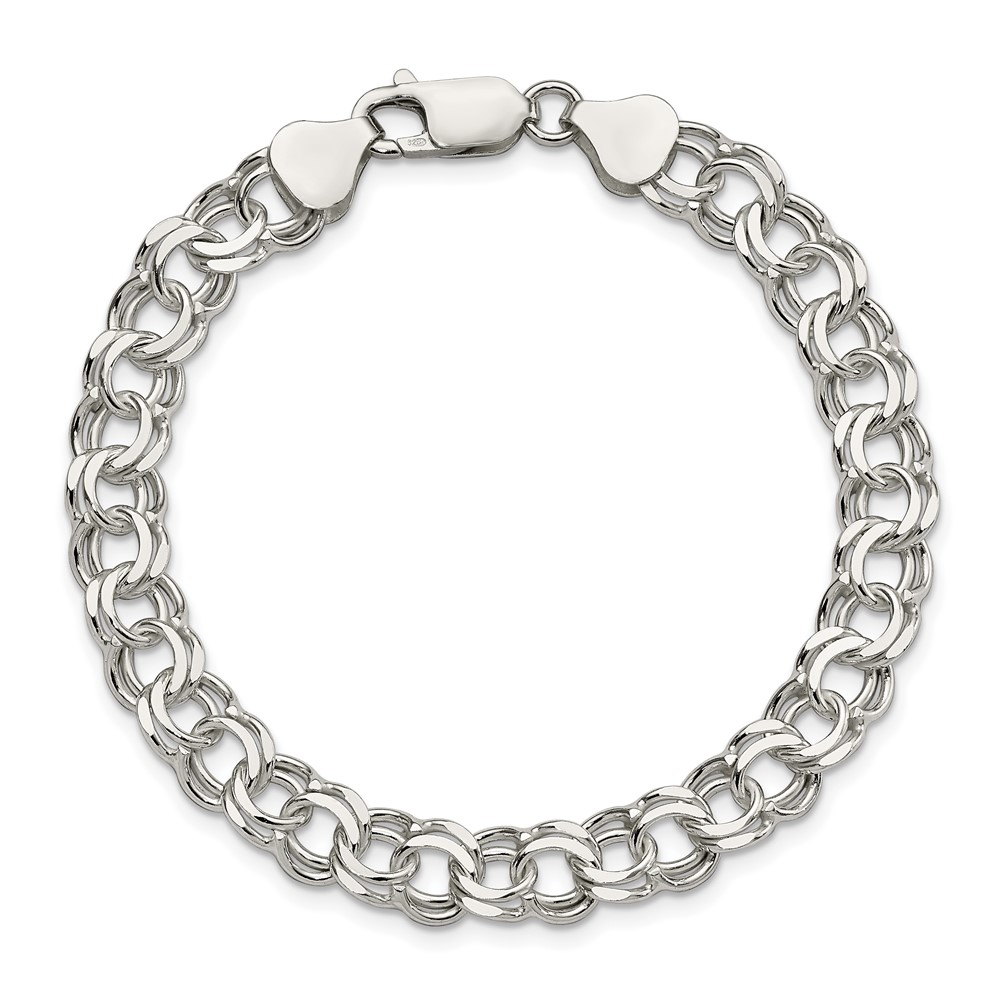 Sterling Silver 7.6mm Double Link Charm Bracelet (QG2205-7)