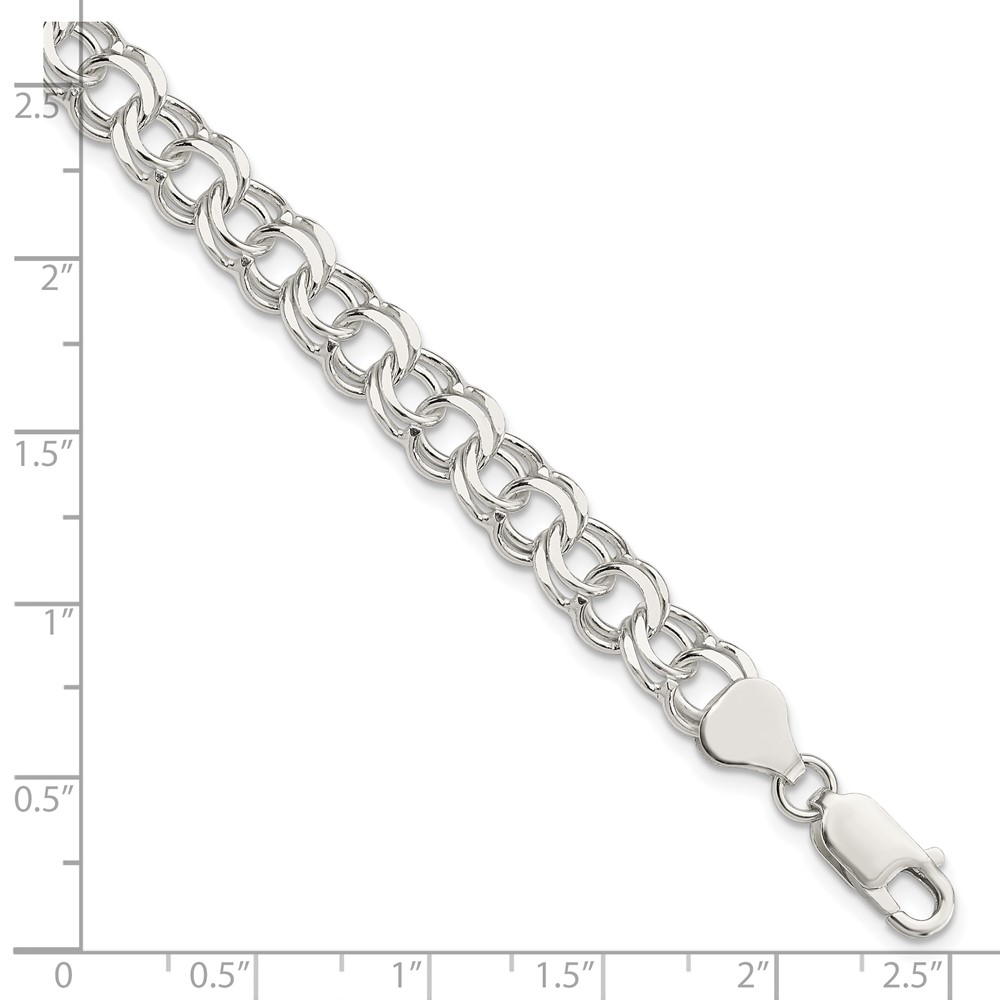 Sterling Silver 7.6mm Double Link Charm Bracelet (QG2205-7)