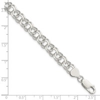 Sterling Silver 7.6mm Solid Double Link Charm Bracelet - 7in view 4