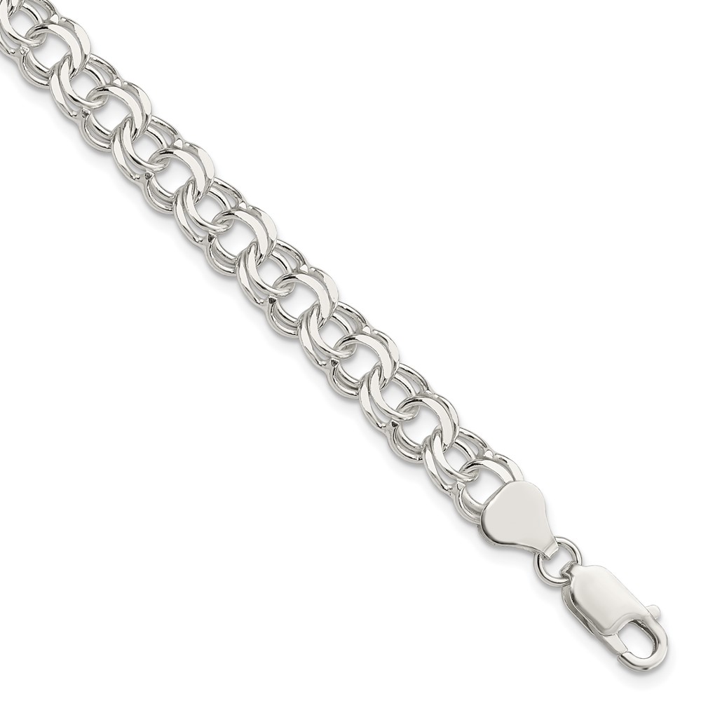Sterling Silver 7.6mm Double Link Charm Bracelet (QG2205-7)