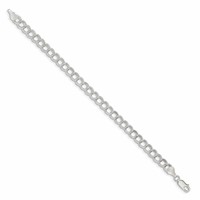 Sterling Silver 6mm Semi-Solid Double Link Charm Bracelet, 6" view 2
