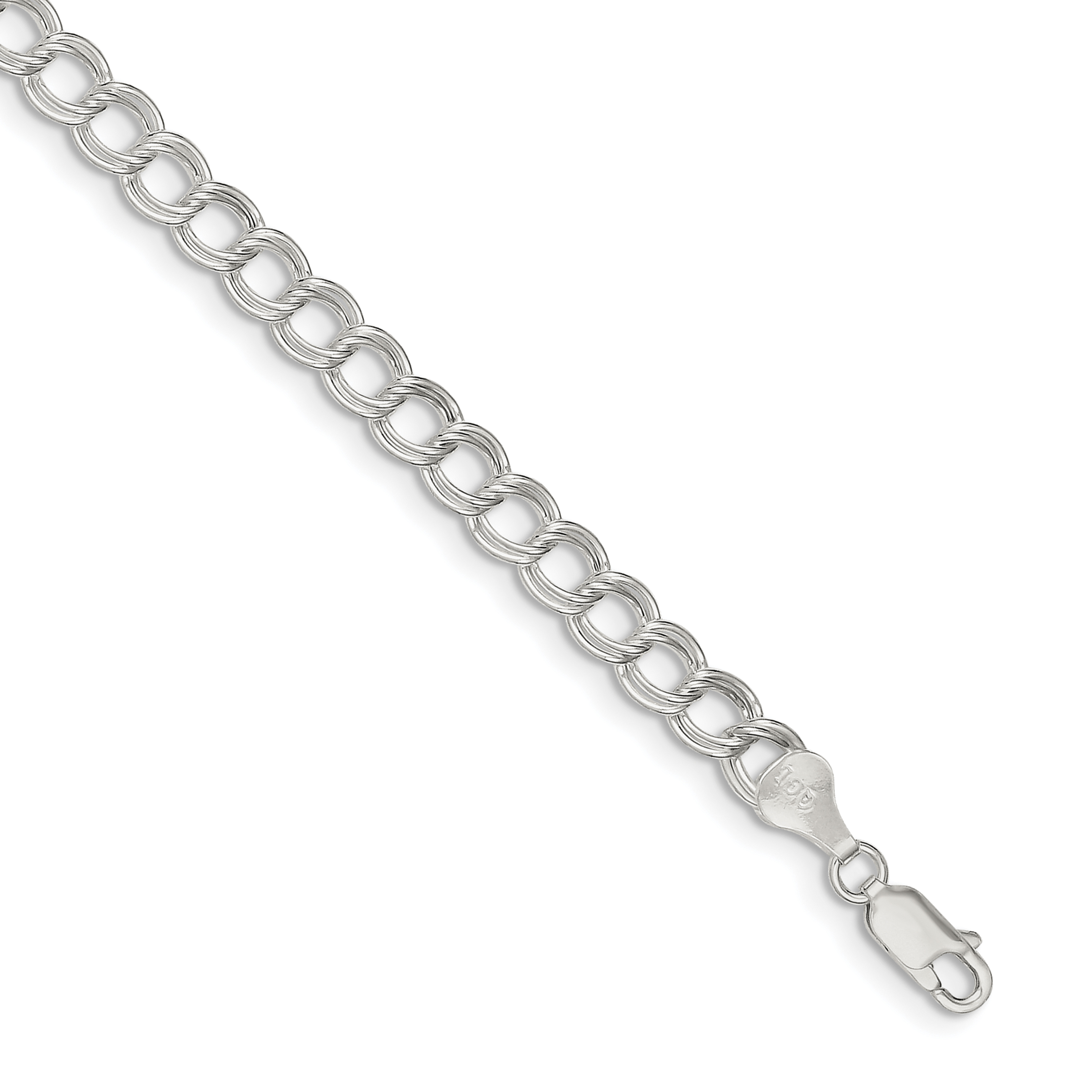 Sterling Silver 6mm Semi-Solid Double Link Charm Bracelet (QG2209-5.5)