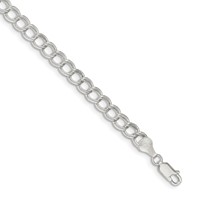 Sterling Silver 6mm Semi-Solid Double Link Charm Bracelet, 6" view 1