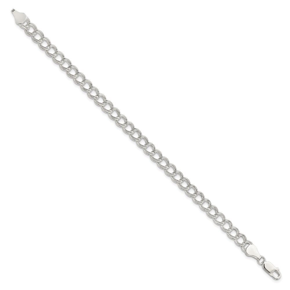 Sterling Silver 6mm Semi-Solid Double Link Charm Bracelet (QG2209-7)