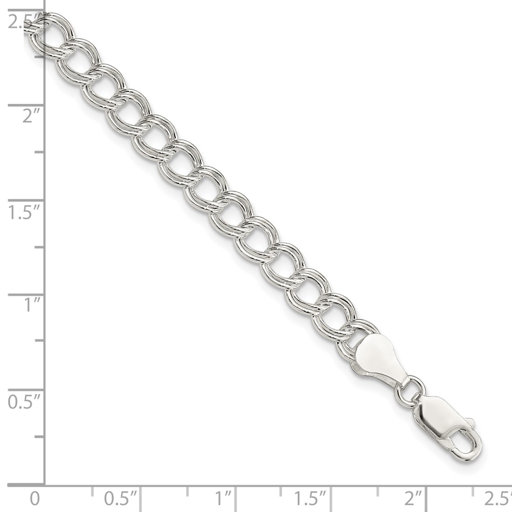 Sterling Silver 6mm Semi-Solid Double Link Charm Bracelet (QG2209-7)