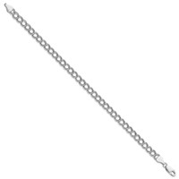 Amore La Vita Sterling Silver Rhodium-plated Semi-Solid 6mm Double Link Bracelet with Lobster Clasp Charm, 7" view 2