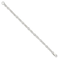 Sterling Silver 5.1mm Solid Fancy Link Bracelet, 7.5" view 2
