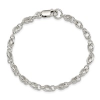 Sterling Silver 5.1mm Solid Fancy Link Bracelet, 7.5" view 3