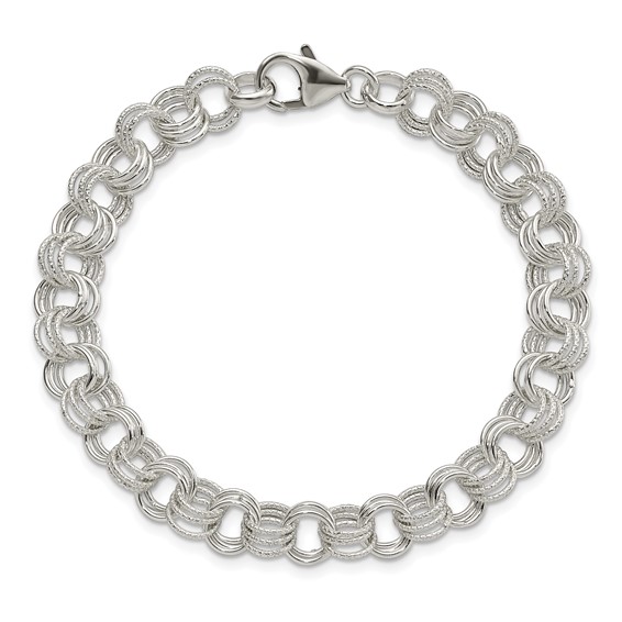 Sterling Silver Triple Link Charm Bracelet