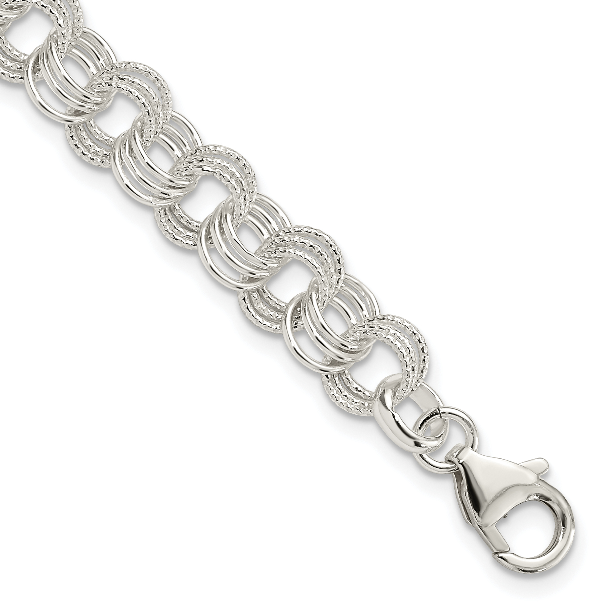 Sterling Silver Triple Link Charm Bracelet (QG2223-8.5)