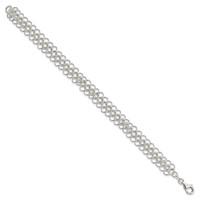 Sterling Silver Polished and Textured 11mm Solid Multi-Link Bracelet, 7.5" view 2