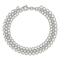 Sterling Silver Polished and Textured 11mm Solid Multi-Link Bracelet, 7.5" view 3